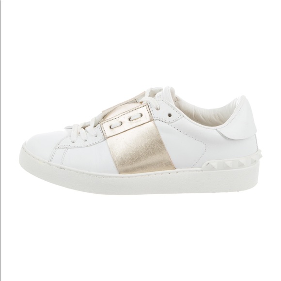 valentino white and gold sneakers
